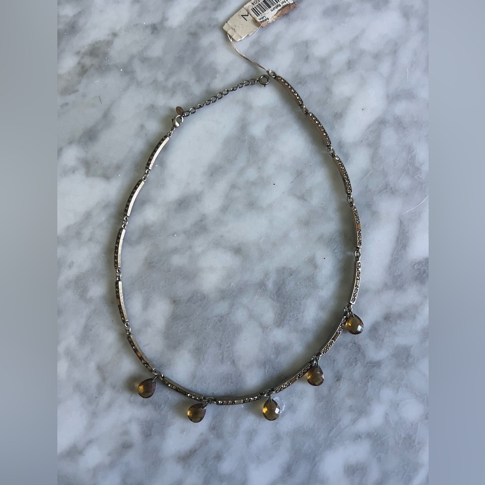 Monet vintage station gold tone topaz necklace - circa early 2000s